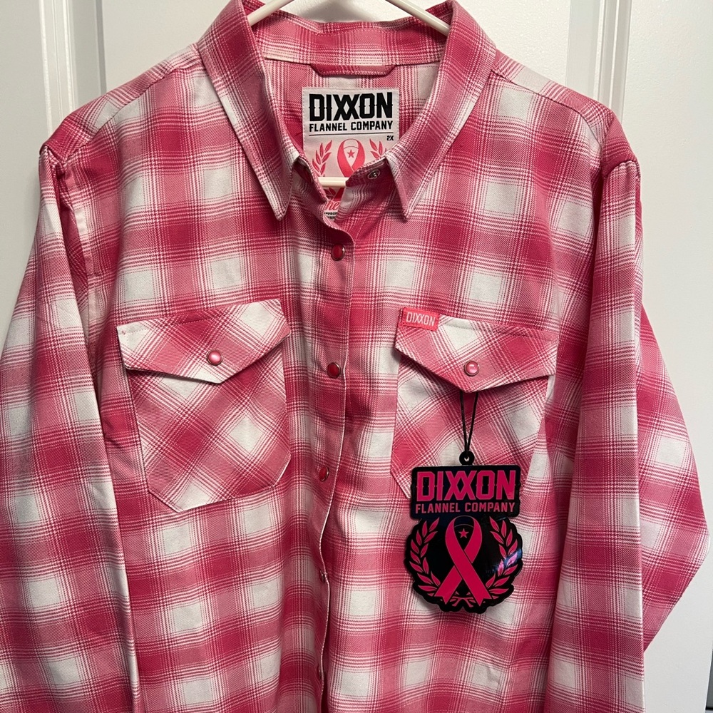DIXXON Women’s Pink and White Flannel Shirt